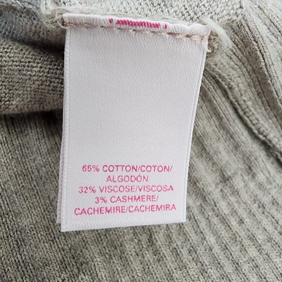 Victoria Secret Tunic Sweater Large Tan Cashmere Blend V Neck Pocket Ribbed Trim - Picture 10 of 12